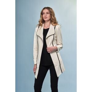 Insight New York Women's Long Solid Vegan Jacket Size 10 White Cloud NWT